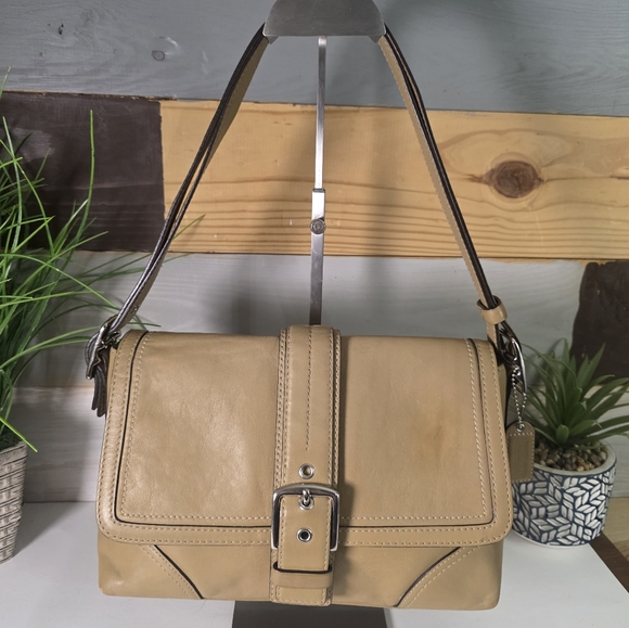 Coach Hampton Hobo Demi Tan Leather Purse Buckle Shoulder Bag - Picture 1 of 14